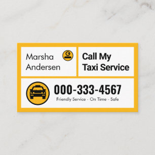 Carte De Visite Boîtes de Taxi Jaune Élégantes Conduite de Cab