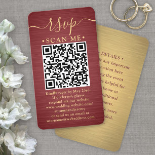Carte De Visite Boîtier 100 Pack QR RSVP Mariage Bourgogne et Or