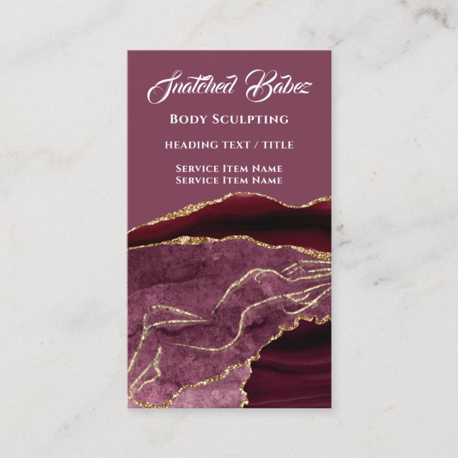 Carte De Visite Boîtier Logo Massage Sculpture SPA or QRCODE Rose (Devant)