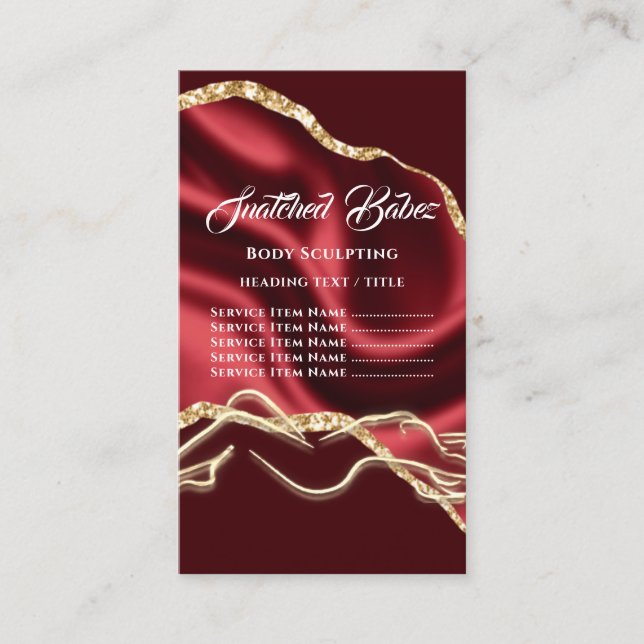 Carte De Visite Boîtier Massage Sculpture Logo Or SPA Rouge (Devant)