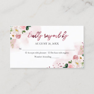 Carte De Visite Boîtier RSVP Floral Sweet 16 Rose Gold Blush