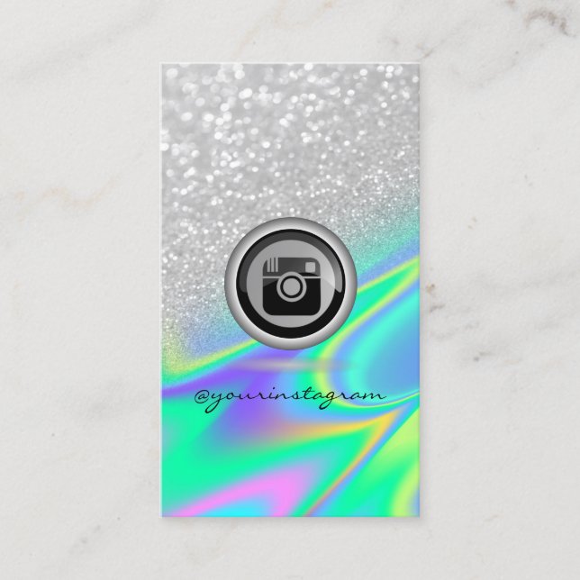 Carte De Visite Bokeh argenté Instagram Média sociaux holographiqu (Devant)