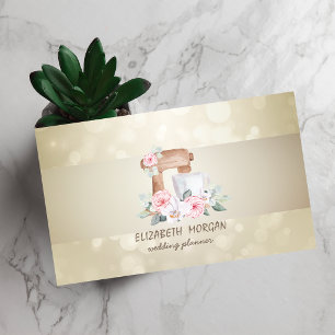 Carte De Visite Bokeh élégant, fleurs rayées, mélange
