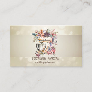 Carte De Visite Bokeh élégant, mélangeur floral rayé