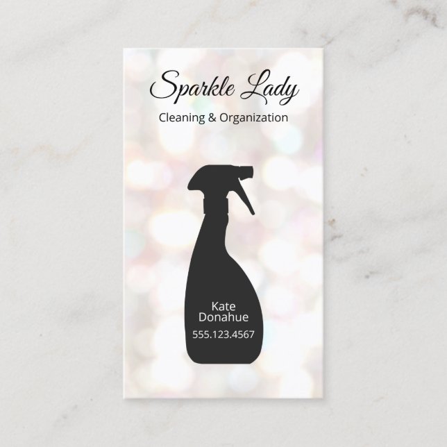 Carte De Visite Bokeh Spray Bottle House Nettoyage Logo Affaires (Devant)