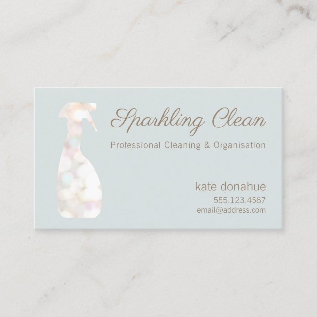 Carte De Visite Bokeh Spray Bottle House Nettoyage Logo Affaires (Devant)