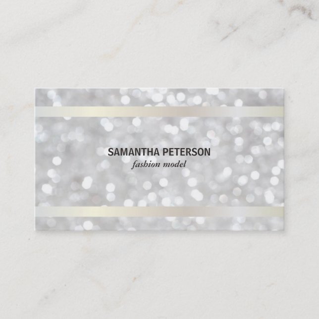 Carte De Visite Bokeh White Gold Banding (Devant)