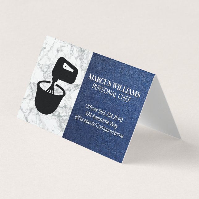 Carte De Visite Bol de mélange | Marbre bleu cuir (Devant)