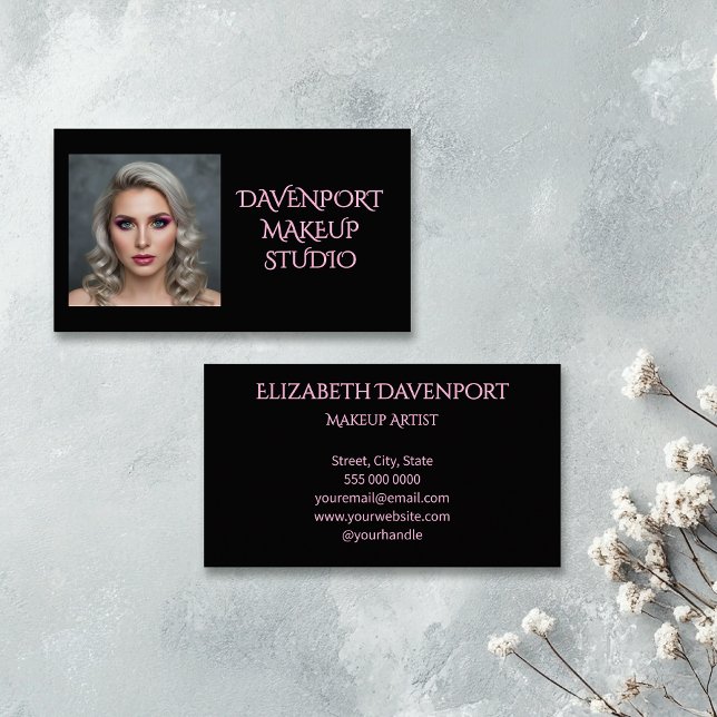 Carte De Visite Bold Black and Blush Pink (Créateur téléchargé)