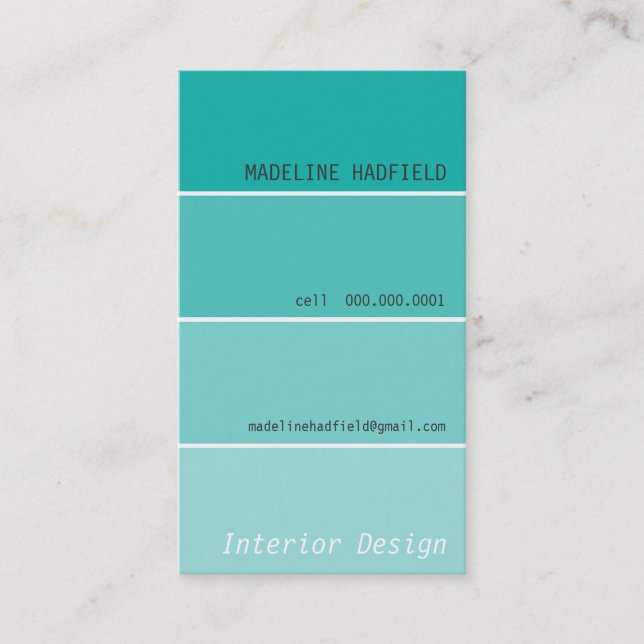 Carte De Visite BOLD DESIGN peinture swatch peintre jade (Devant)