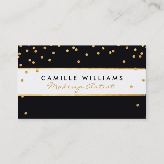 Carte De Visite BOLD or moderne parties scintillant confetti motif (Devant)