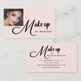 Carte De Visite Bold Script Blush Pink Photo Makeup Business Card