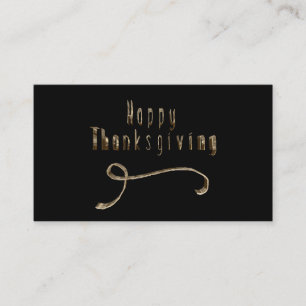 Carte De Visite Bon thanksgiving Élégante Typographie d'or noir