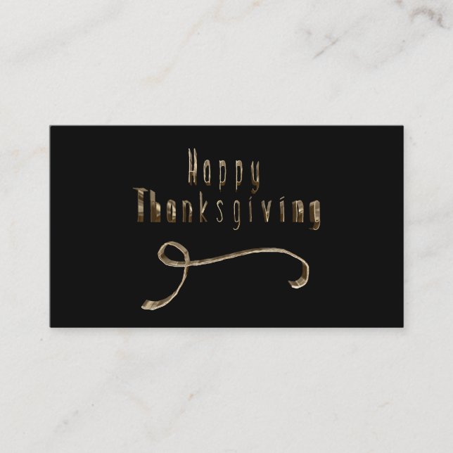 Carte De Visite Bon thanksgiving Élégante Typographie d'or noir (Devant)