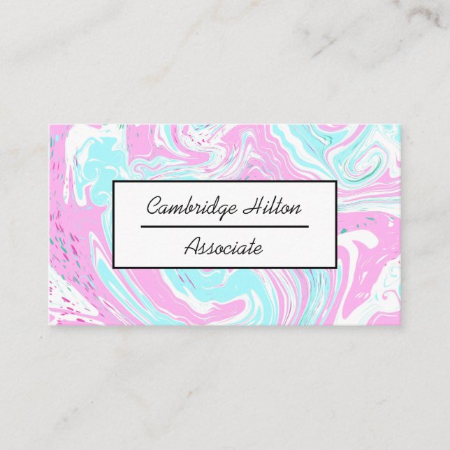 Carte De Visite Bonbons de coton - Tourbillons rose et bleu en mar (Devant)
