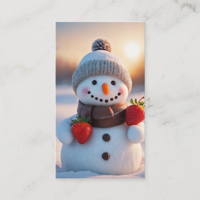 Carte De Visite bonhomme de neige à la fraise de chocolat (Devant)