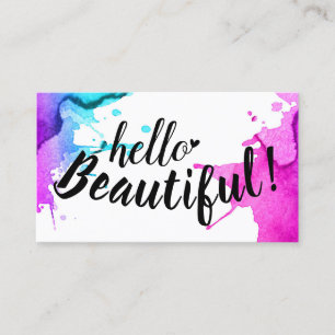 Carte De Visite Bonjour aquarelle élégante de belle typographie