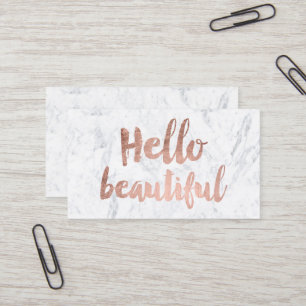 Carte De Visite Bonjour beau marbre rose de blanc de typographie