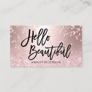 Carte De Visite Bonjour beaux confettis roses en métal de parties