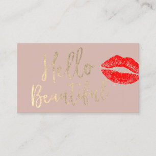 Carte De Visite Bonjour Belle maquilleuse Typographie Or Rose