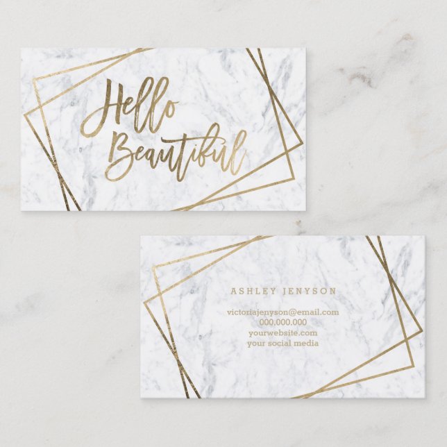 Carte De Visite Bonjour marbre géométrique de beau de faux (Devant / Derrière)