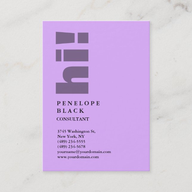 Carte De Visite Bonjour ! Mauve Mallow Pink Consultant tendance Bo (Devant)