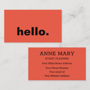 Carte De Visite Bonjour Orange Bright Colorée Typographie Personna