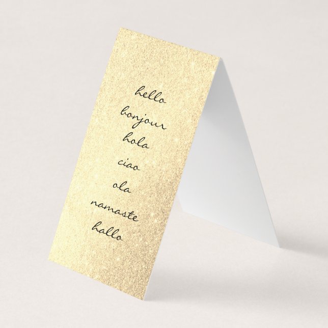 Carte De Visite Bonjour Salutations Gold Parties scintillant (Devant)