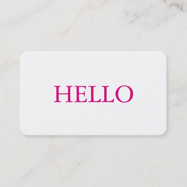 Carte De Visite Bonjour Simple Pink Blanc Simple (Devant)