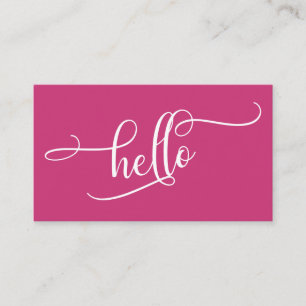 Carte De Visite Bonjour Typographie de Script Élaboré sur Magenta