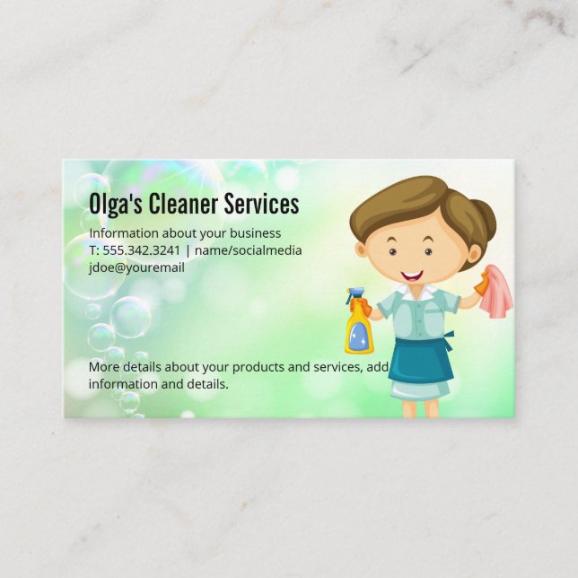 Carte De Visite Bonne Dame de nettoyage | Services de nettoyage à  (Devant)