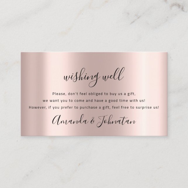 Carte De Visite Bonne envie pour Mariage Sterling Rose Idée cadeau (Devant)