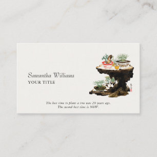 Carte De Visite Bonsai Tree Botanique Plante japonais Aquarelle
