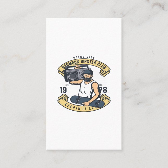 Carte De Visite Boombox Hipster Club (Devant)