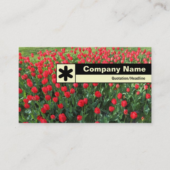 Carte De Visite Bord étiqueté - Lit de tulipes rouges 01 (Devant)
