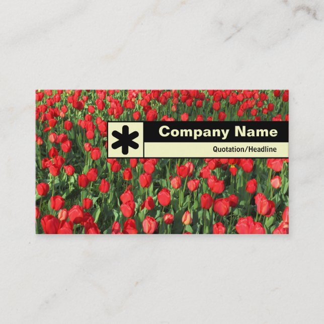Carte De Visite Bord étiqueté - Lit de tulipes rouges 02 (Devant)