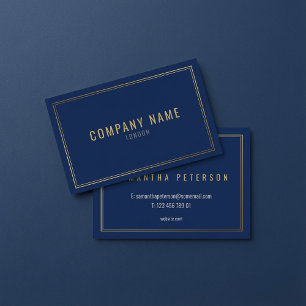Carte De Visite Bordure à effet doré, bleu professionnel