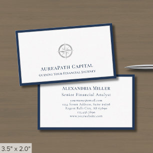 Carte De Visite Bordure bleue du logo Compass