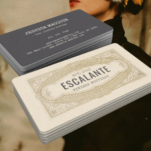 Carte De Visite Bordure crémeuse vintage Retro