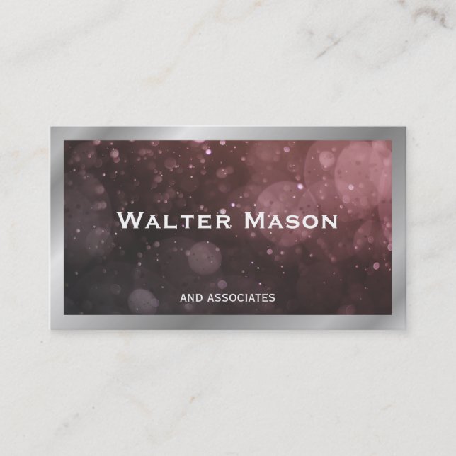 Carte De Visite Bordure d'argent | Bokeh | Créateur de contenu (Devant)