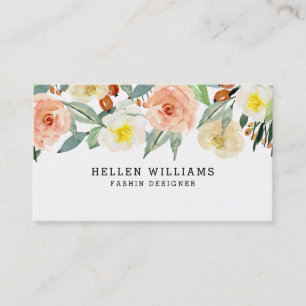 Carte De Visite Bordure de fleurs de pêche Pastel