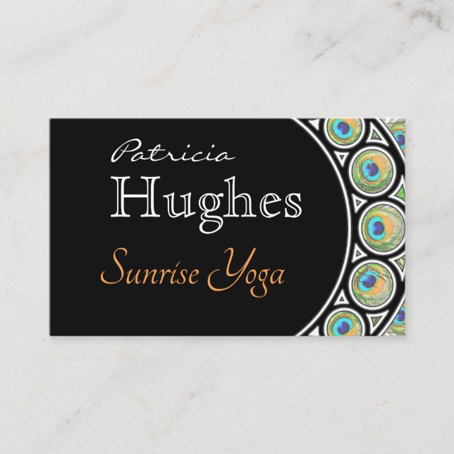 Carte De Visite Bordure de plumes de paon (Devant)