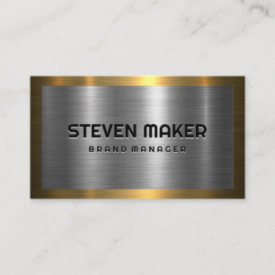 Carte De Visite Bordure dorée   Fond métallisé argent