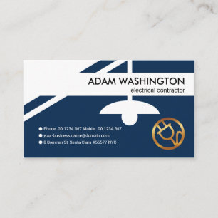 Carte De Visite Bordure du commutateur d'ampoules électriques bleu