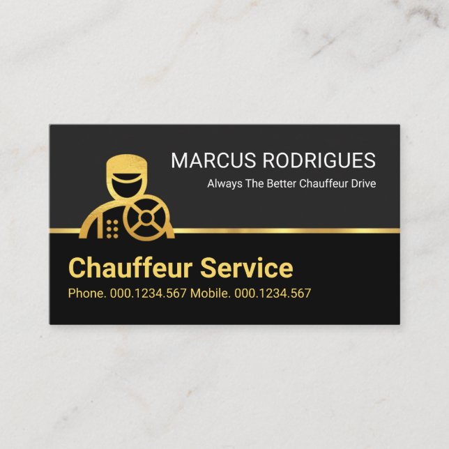 Carte De Visite Bordure du conducteur de chauffeur d'or (Devant)