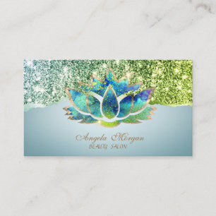 Carte De Visite Bordure élégante Parties scintillant de Lotus Bleu