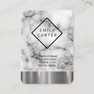 Carte De Visite Bordure en diamant de marbre Argent Métallurgique