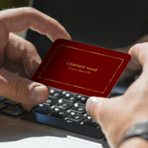 Carte De Visite Bordure Et Typographie En Or Rouge Foncé