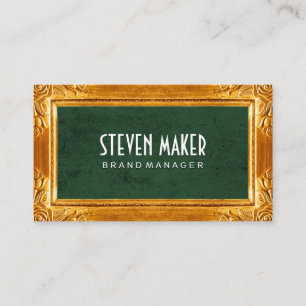 Carte De Visite Bordure Gold Fancy   Texture verte
