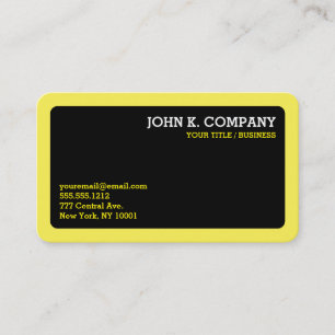 Carte De Visite  Bordure jaune Noir moderne Minimal Professionnel